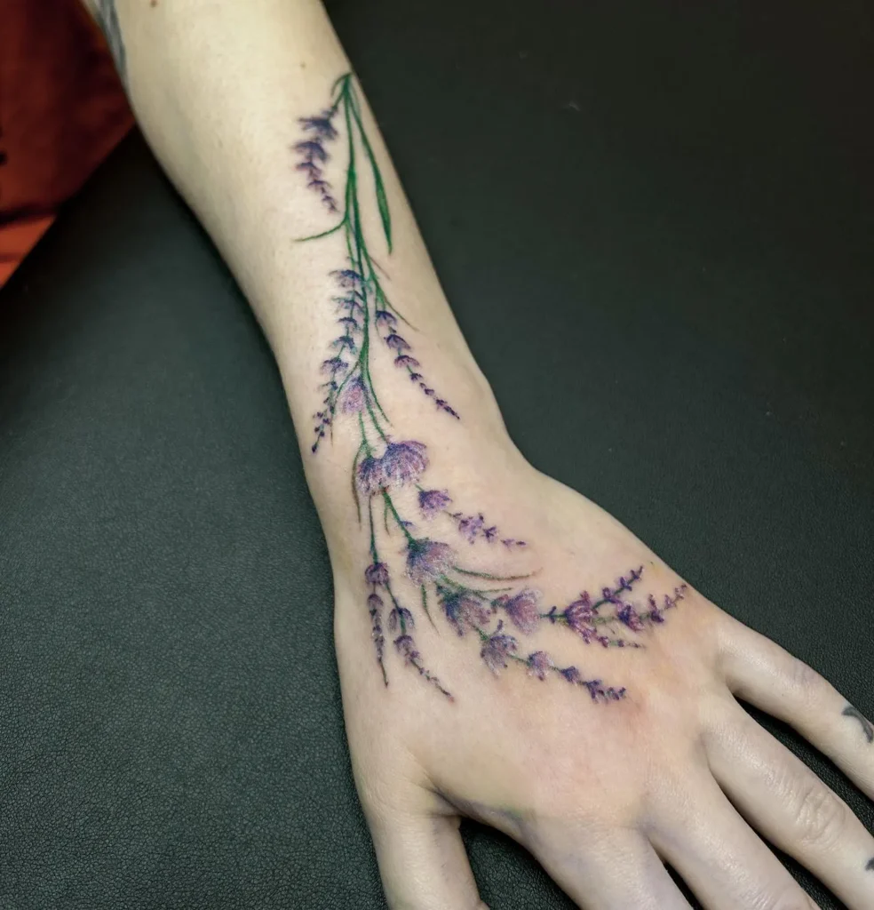 Lavender Side-Hand Tattoo