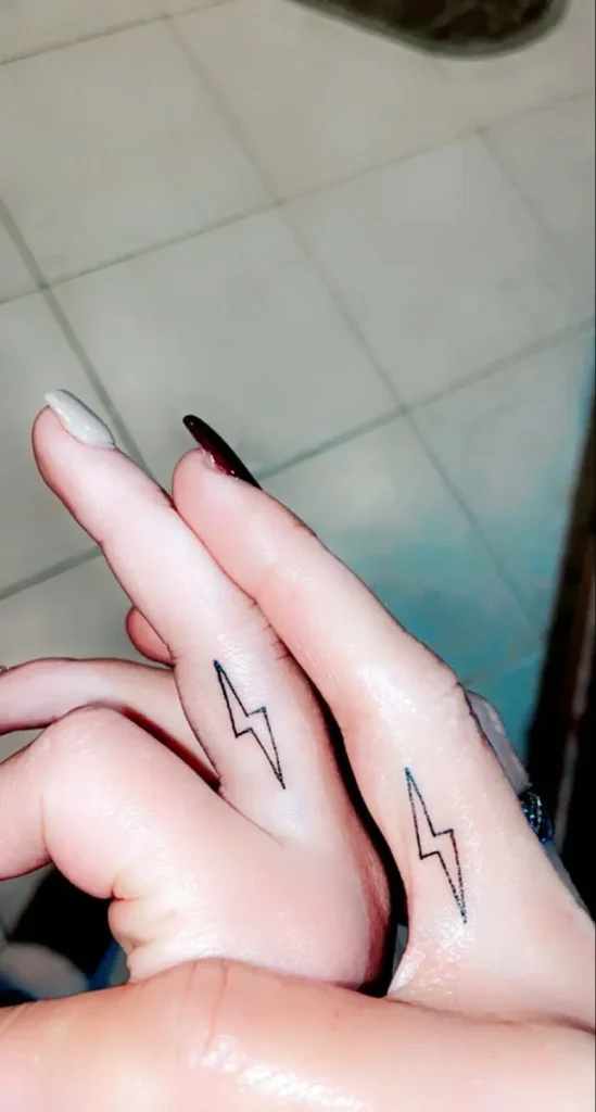 Lightning Bolt Finger Tattoo