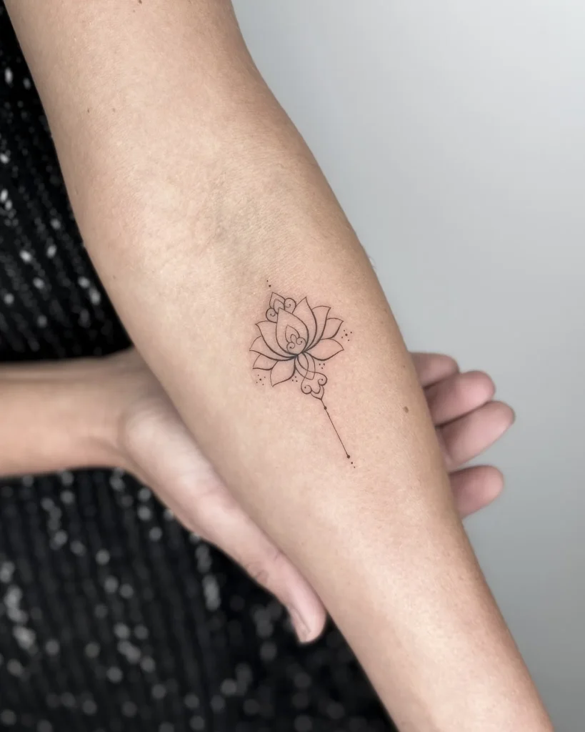 Lotus Line Art Tattoo