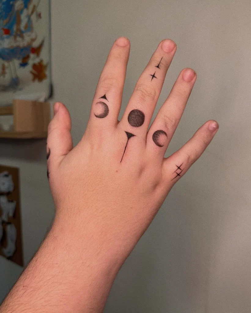 Moon Phases Finger Tattoo