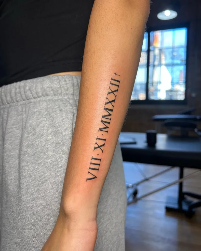 Roman Numerals Side-Hand Tattoo