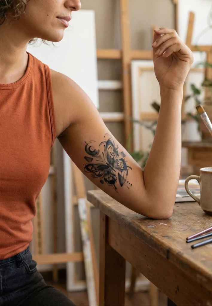 Abstract Black Ink Butterfly