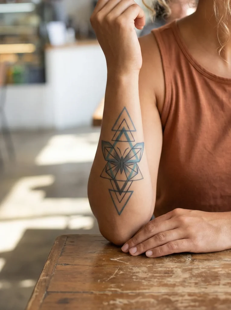 Abstract Geometric Butterfly Tattoo