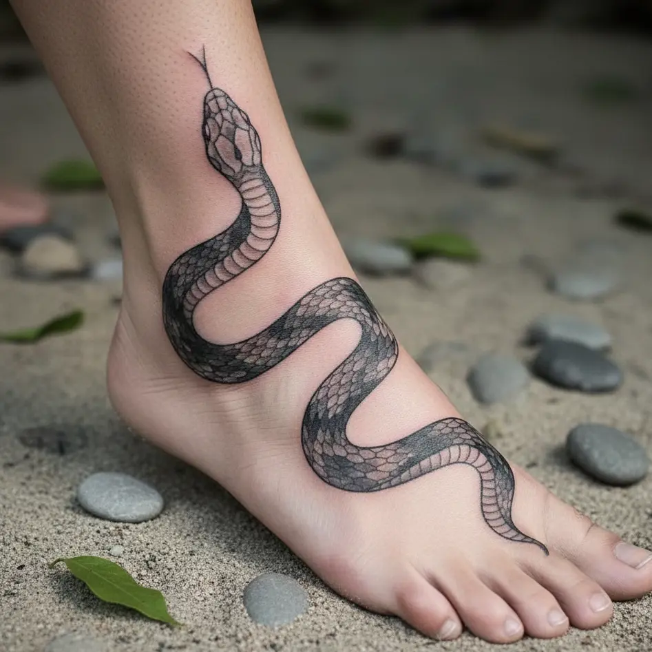 Ankle or Foot Snake Tattoo