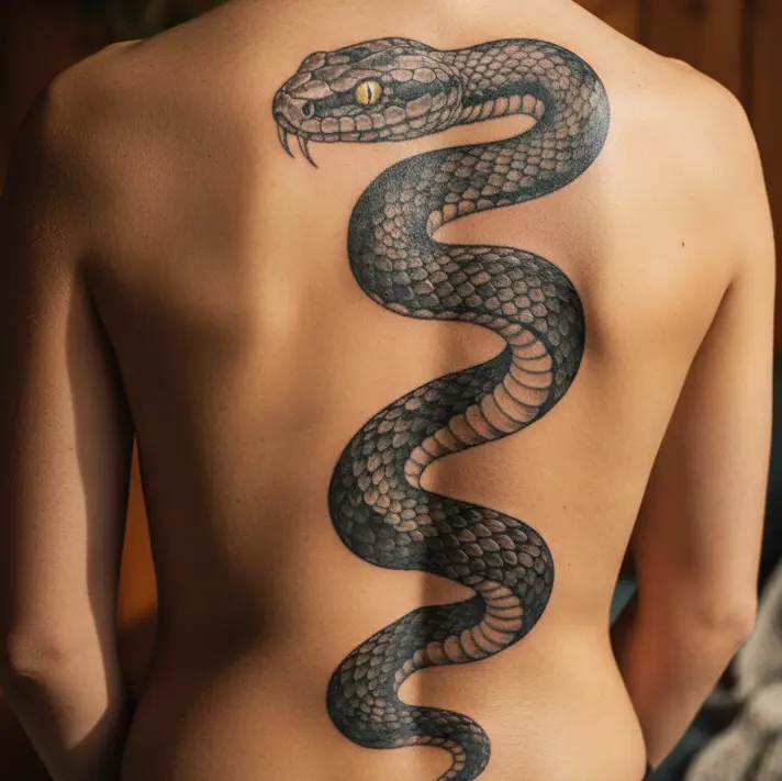 Back or Spine Snake Tattoo
