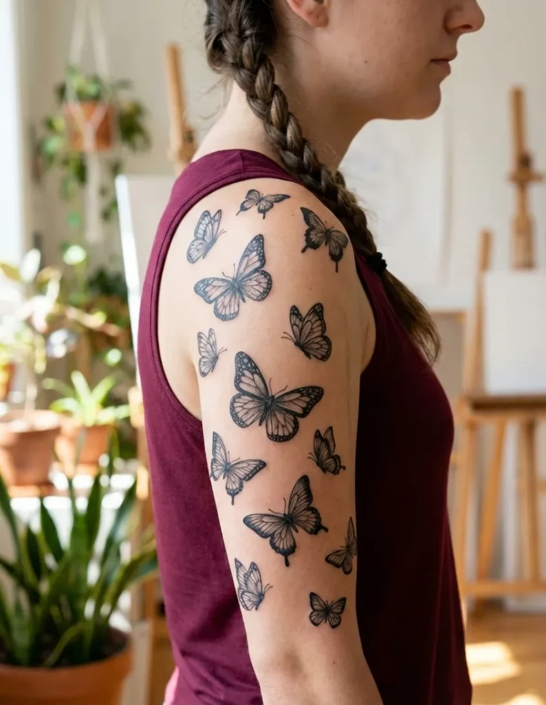 Black Butterfly Half Sleeve Design