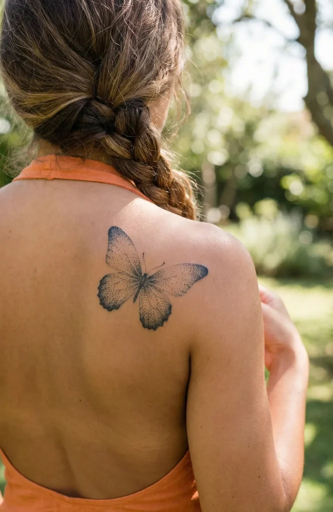 Black Butterfly with Dot Gradient Wings