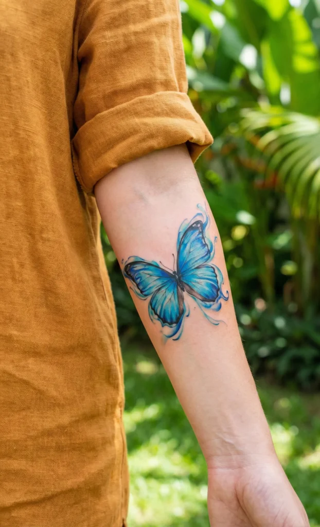 Blue Morpho Watercolor Butterfly