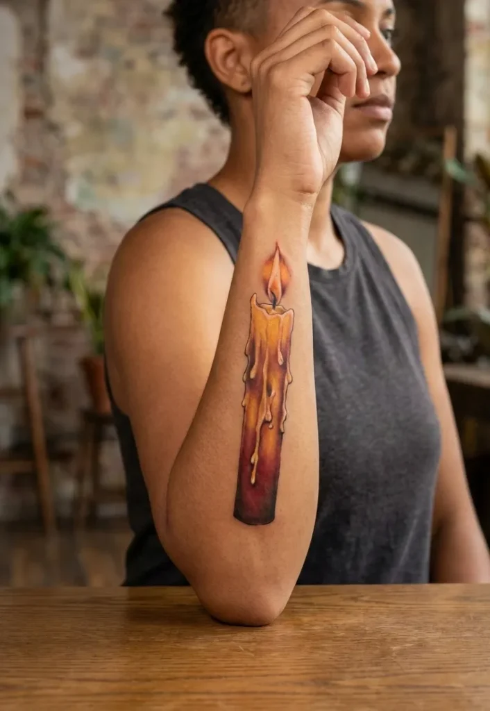 Burning Candle Tattoo