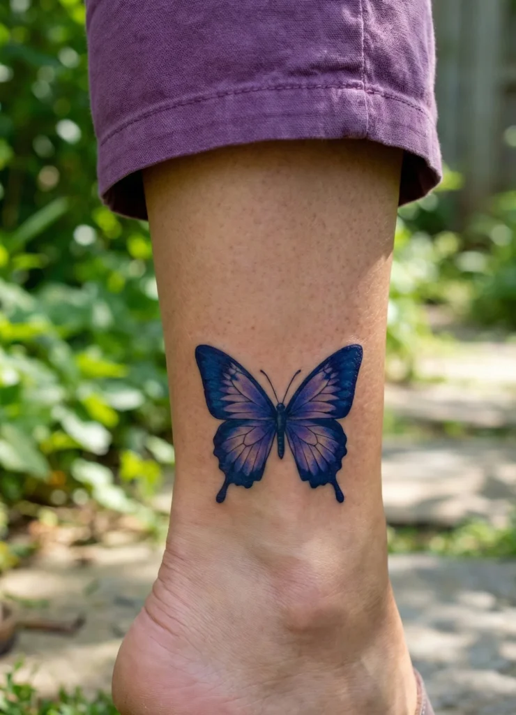 Butterfly Ankle Tattoo with Balanced Symmetry