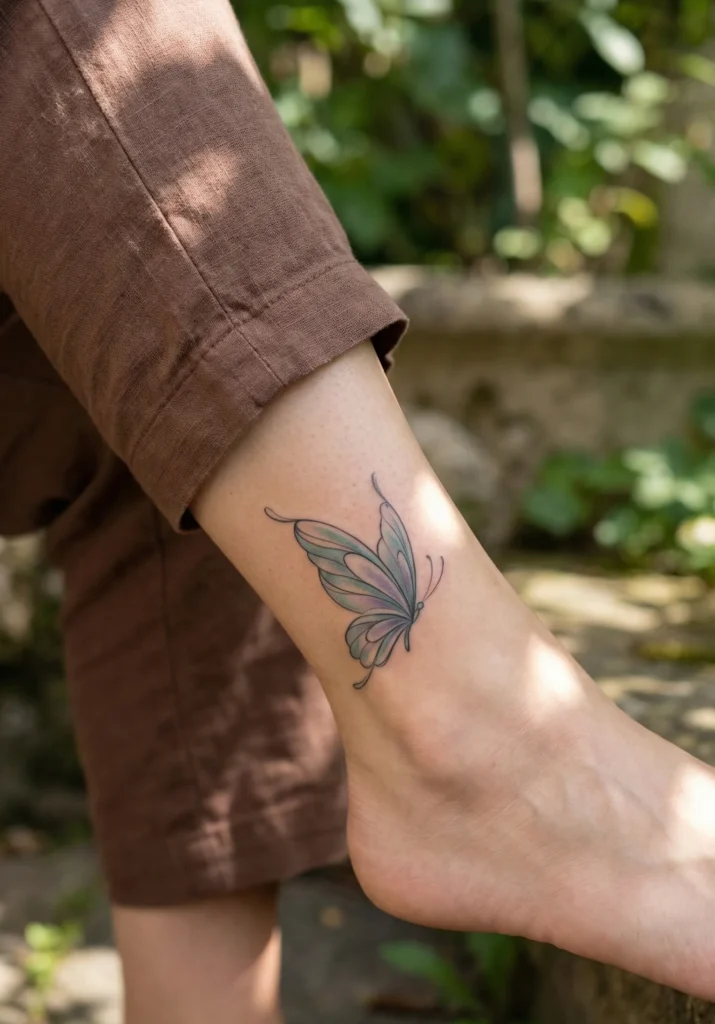 Butterfly Ankle Tattoo with Graceful Shape