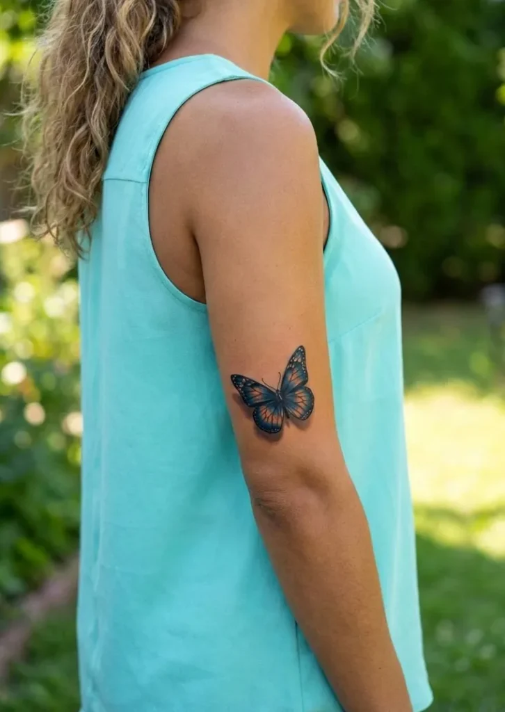 Butterfly Arm Tattoo with Floating Effect