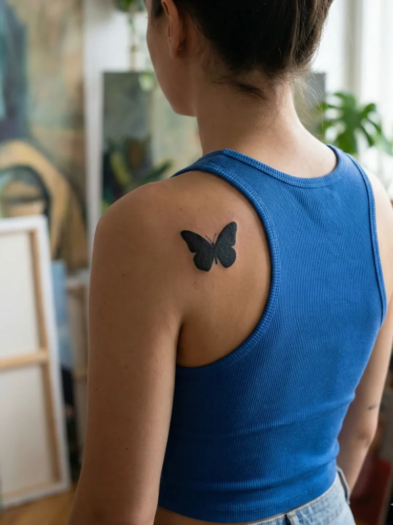 Butterfly Silhouette Minimal Tattoo