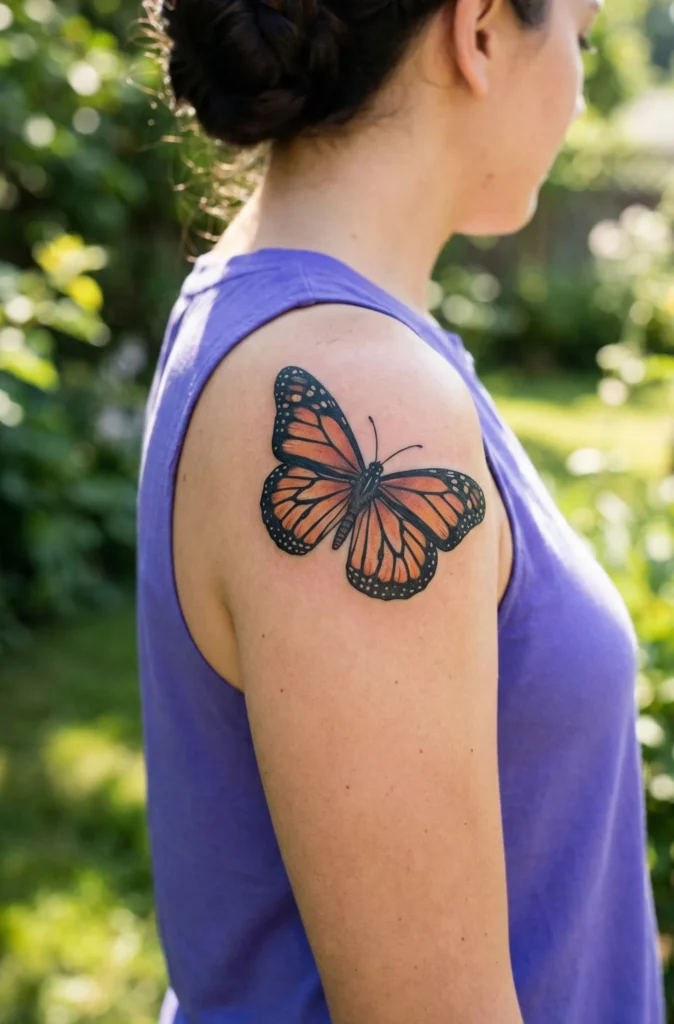 Butterfly Tattoo with Detailed Vein Patterns