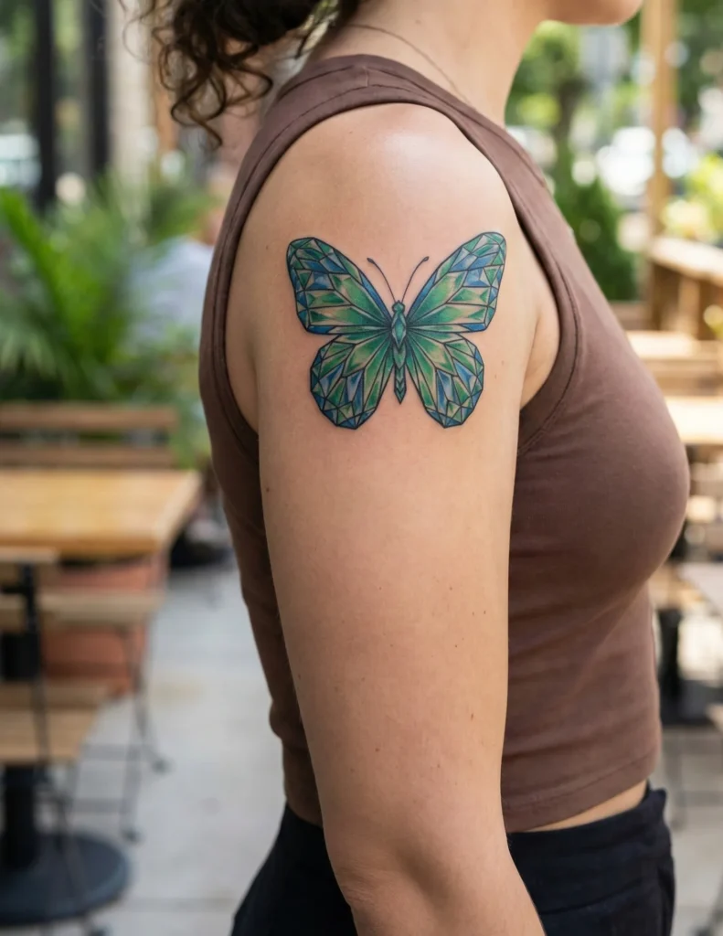 Butterfly Tattoo with Diamond-Shaped Wings