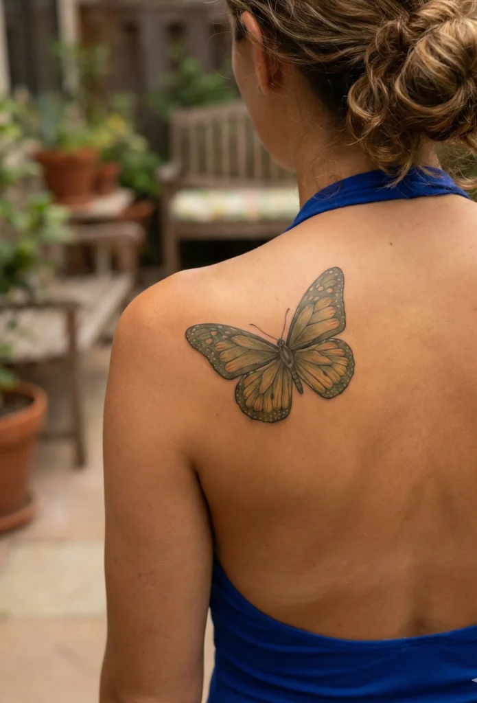 Butterfly Tattoo with Lifelike Wing Symmetry
