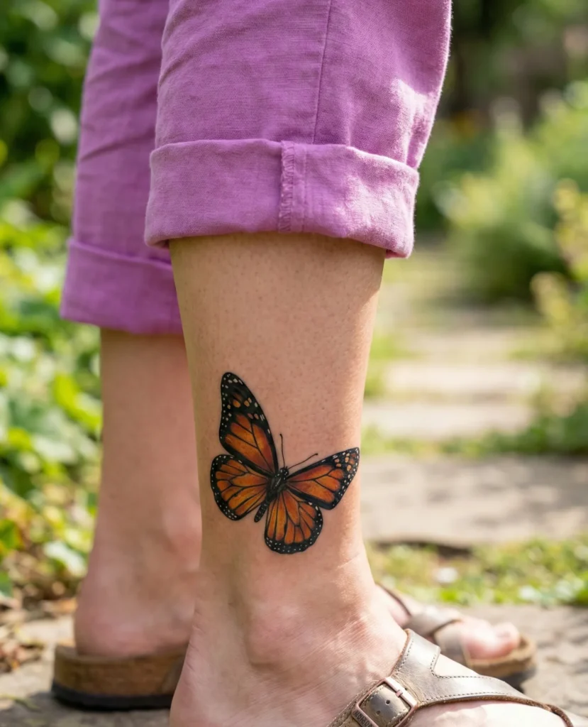 Butterfly Tattoo with Natural Color Gradients
