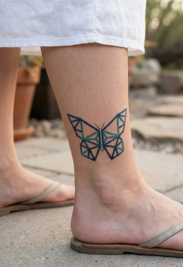 Butterfly Tattoo with Negative Space Geometric Design
