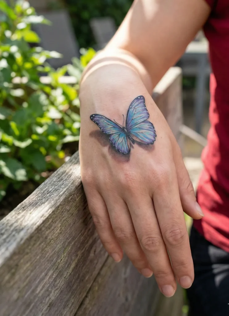 Butterfly Tattoo with Skin-Shadow Illusion