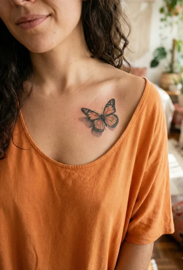  Butterfly Tattoo with Soft Shadow Effect