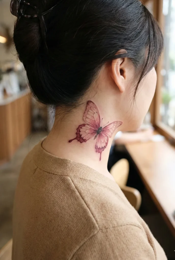Butterfly Tattoo with Transparent Wing Effect