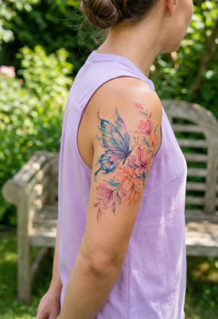 Butterfly + Watercolor Floral Fusion