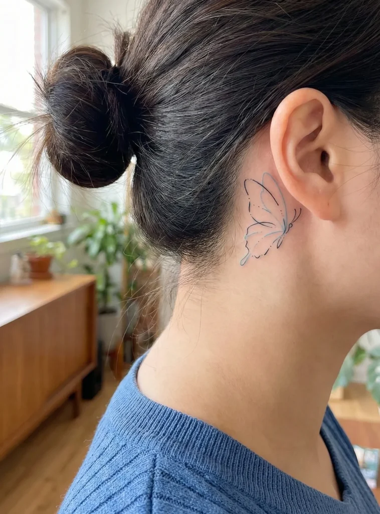 Butterfly with Airy Line Gaps Behind-the-Ear