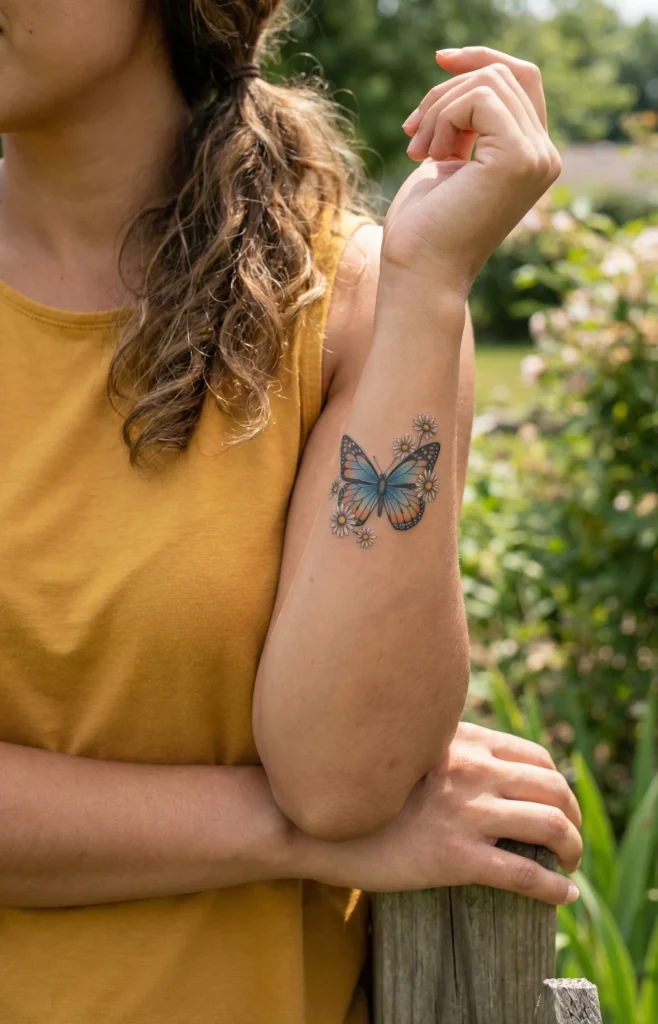 Butterfly with Daisy Accents