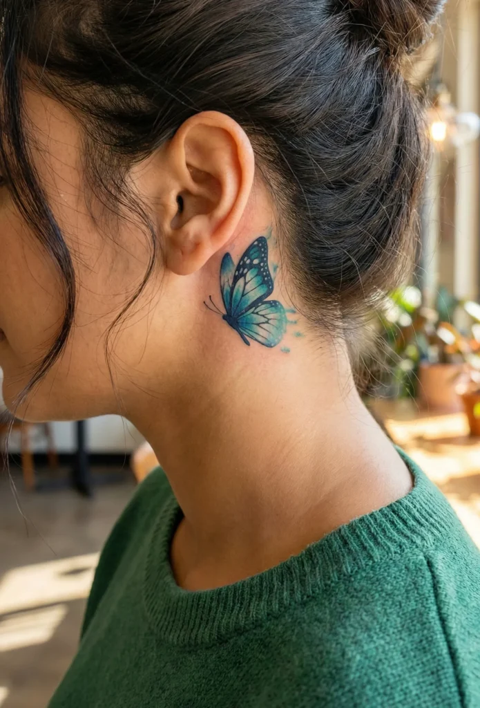 Butterfly with Fading Wing Tips Behind-the-Ear