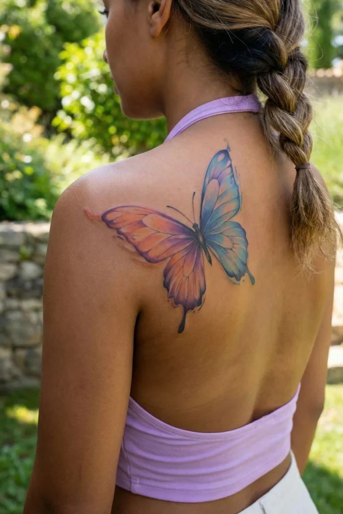 Butterfly with Gradient Watercolor Wings