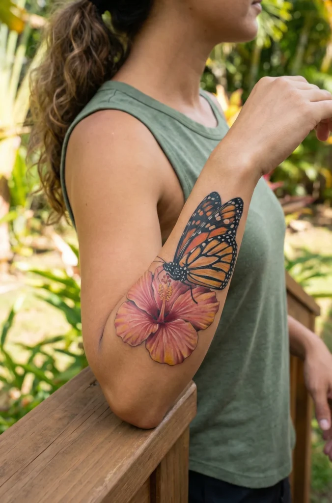 Butterfly with Hibiscus