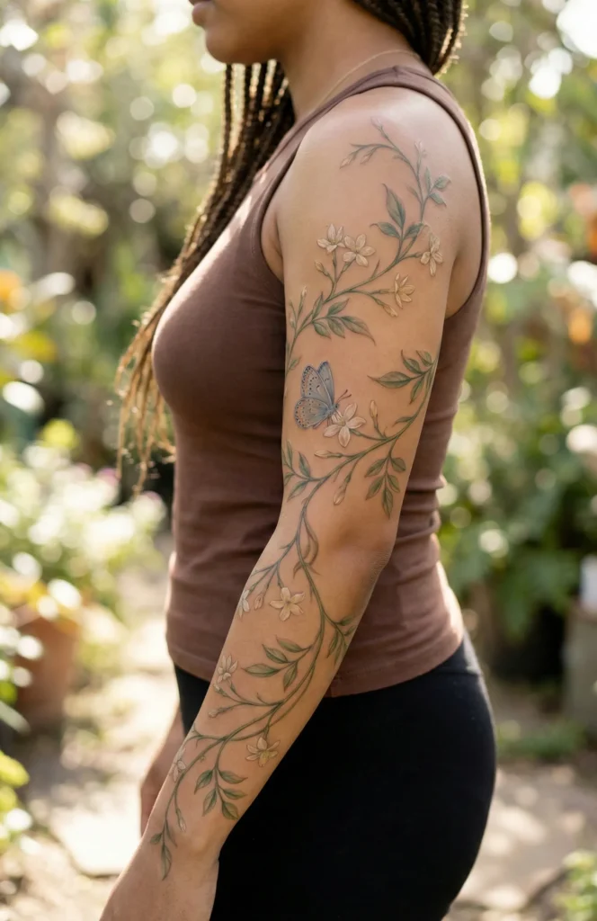 Butterfly with Jasmine Vines