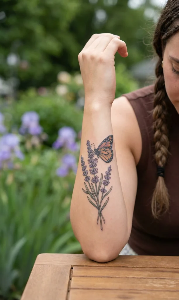 Butterfly with Lavender Sprigs