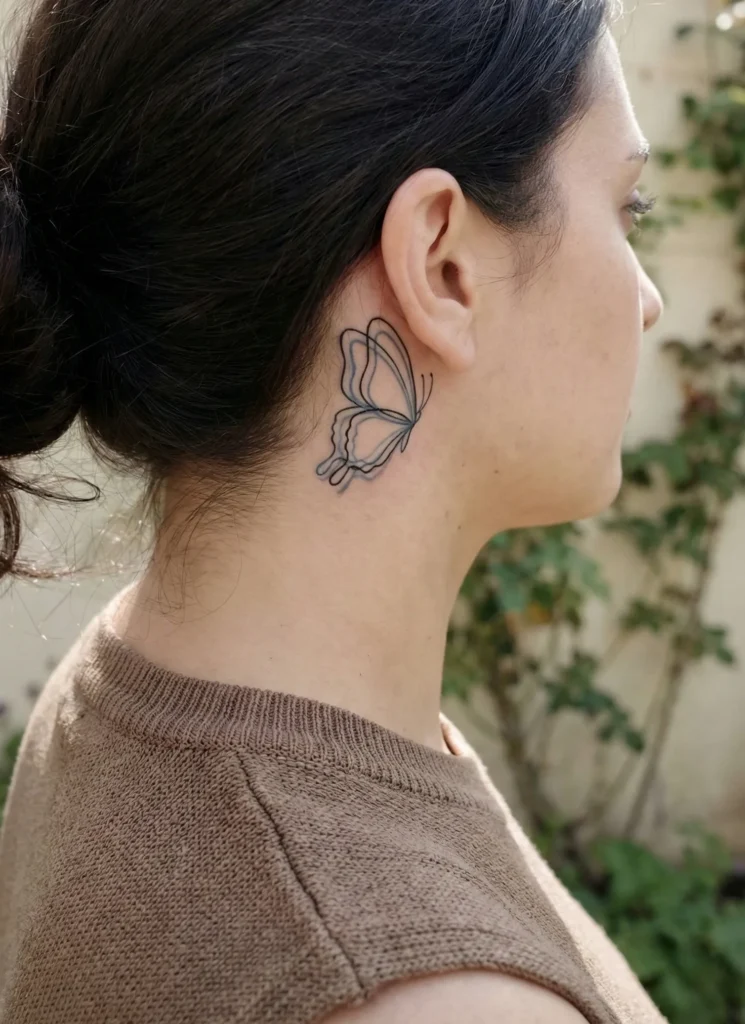 Butterfly with Layered Line Wings Behind-the-Ear