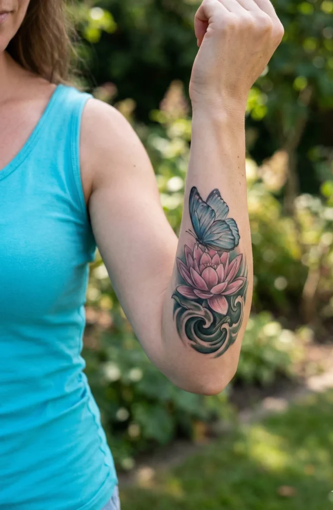 Butterfly with Lotus Flower