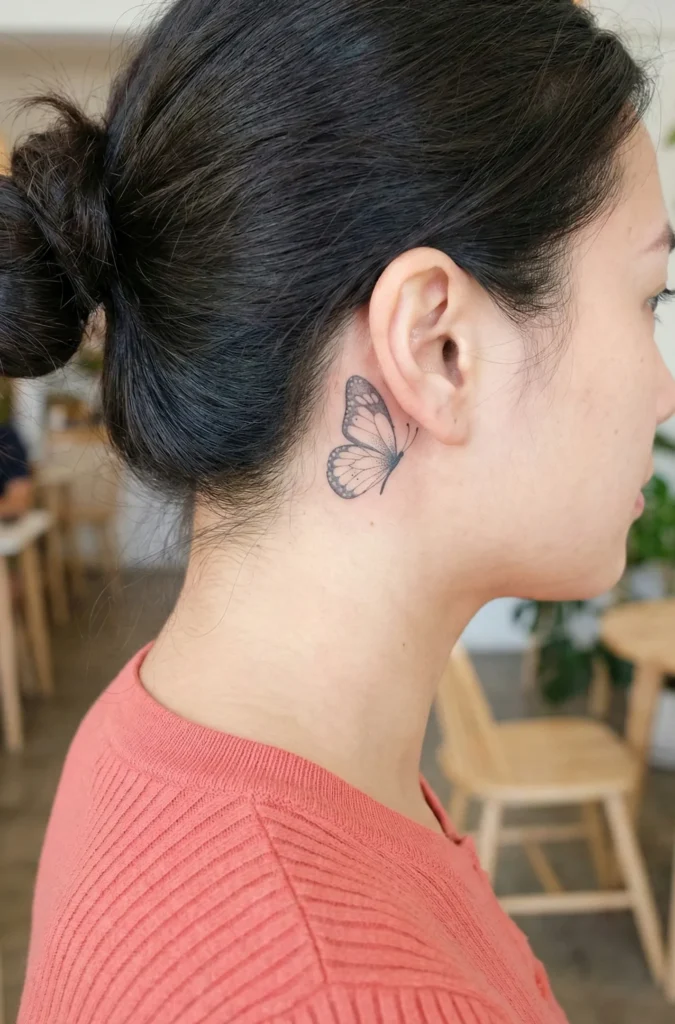 Butterfly with Negative Space Wings Behind-the-Ear