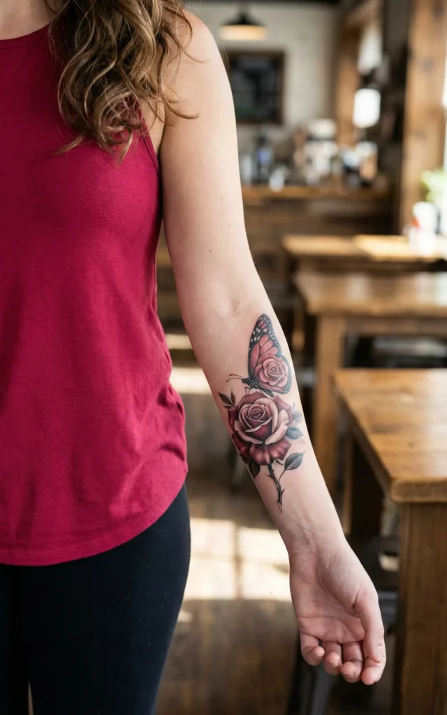 Butterfly with Rose Design