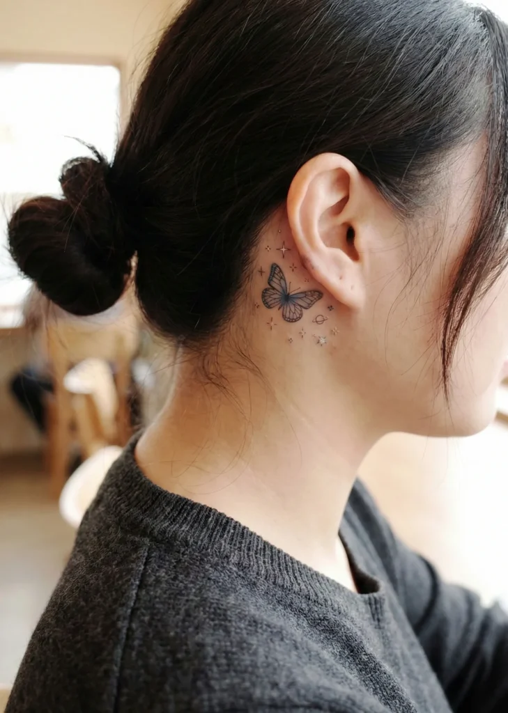 Butterfly with Tiny Star Accents Behind-the-Ear