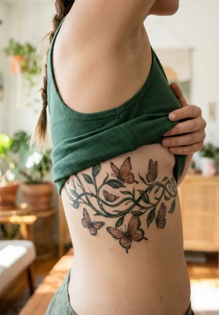 Butterfly with Vine Accents on the Ribs