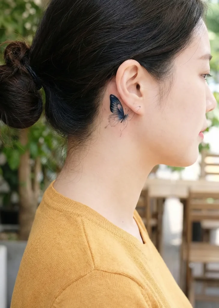 Butterfly with Wing Fade Effect Behind-the-Ear