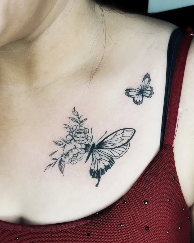 Collarbone Butterfly Tattoo