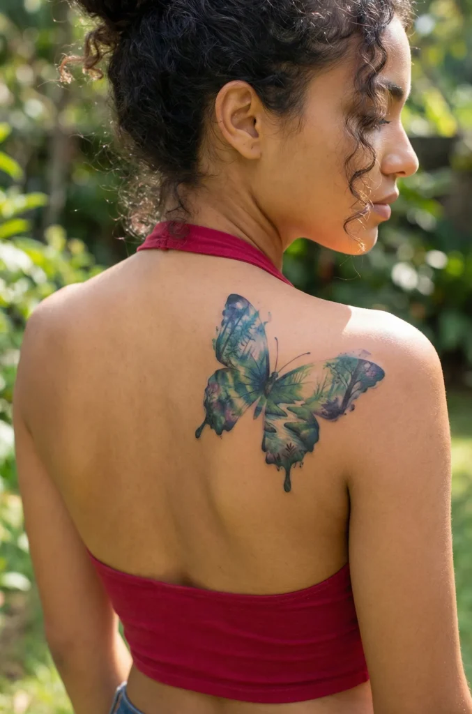 Double Exposure Watercolor Butterfly