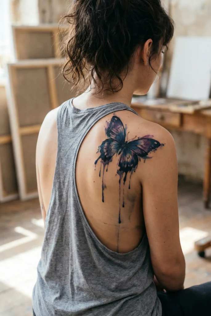 Dripping Ink / Watercolor Splash Butterfly