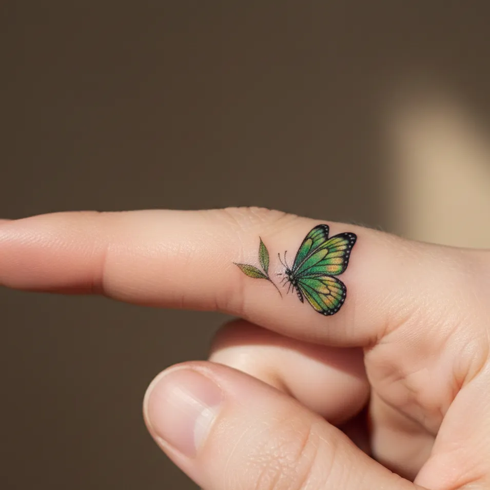 Finger Butterfly Tattoo