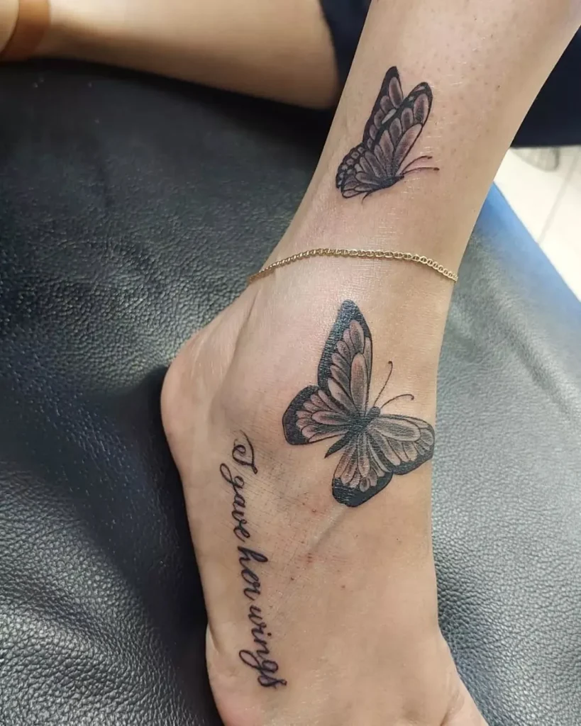 Foot Or Calf Butterfly Tattoos