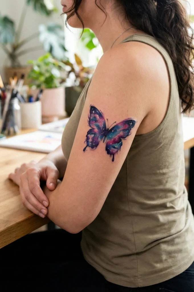 Galaxy / Cosmic Watercolor Butterfly