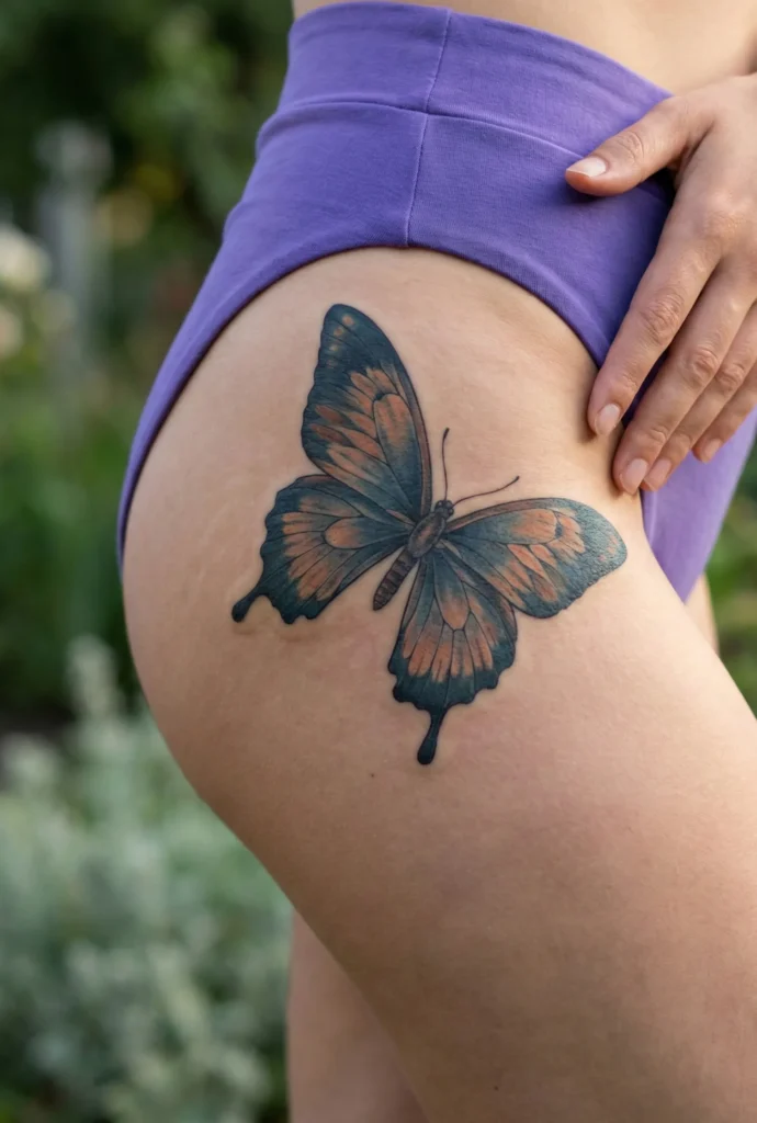 Butterfly Hip Tattoo in Resting Pose