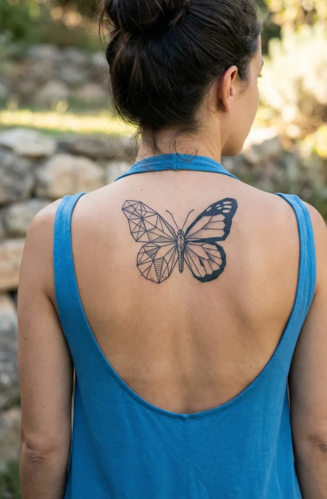  Geometric Black Ink Butterfly