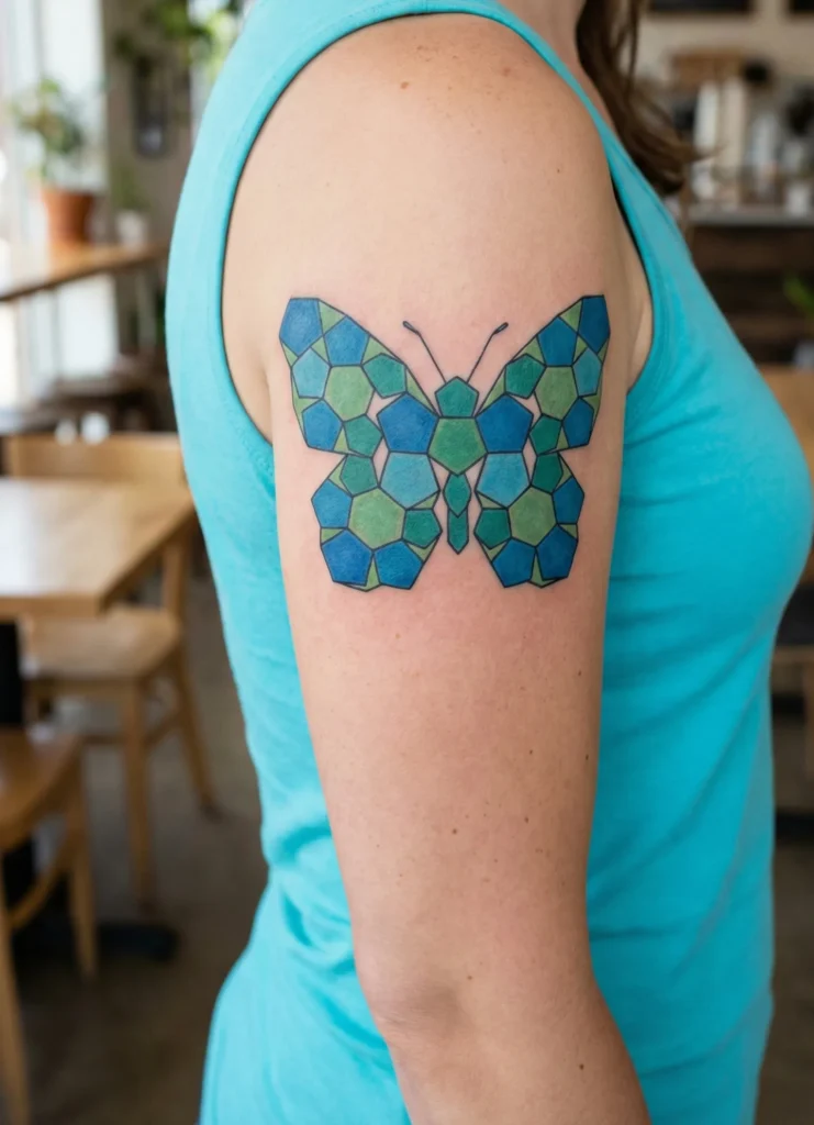 Geometric Butterfly Tattoo with Polygon Wing Design