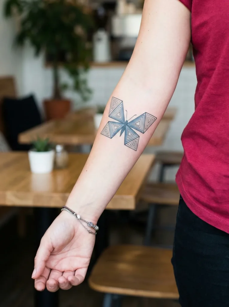 Geometric Butterfly Tattoo with Triangle Wings